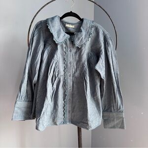 We The Free Blue Button-Up Shirt